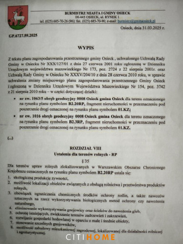Działka Sprzedaż Osieck Przemysłowa 8